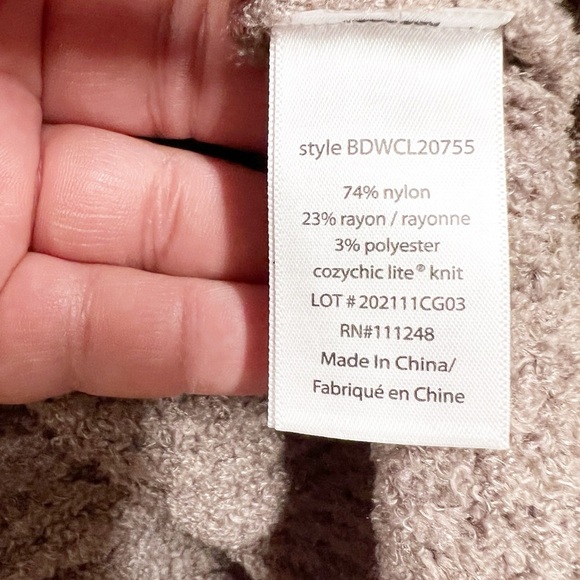 Barefoot Dreams Womens Driftwood Tan CozyChic Lite Waffle Cocoon Cardi Size S/M - Picture 7 of 9